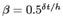 $\beta=0.5^{{\delta t}/h}$