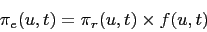 \begin{displaymath}\pi_e(u,t) = \pi_r(u,t)\times f(u,t)\end{displaymath}